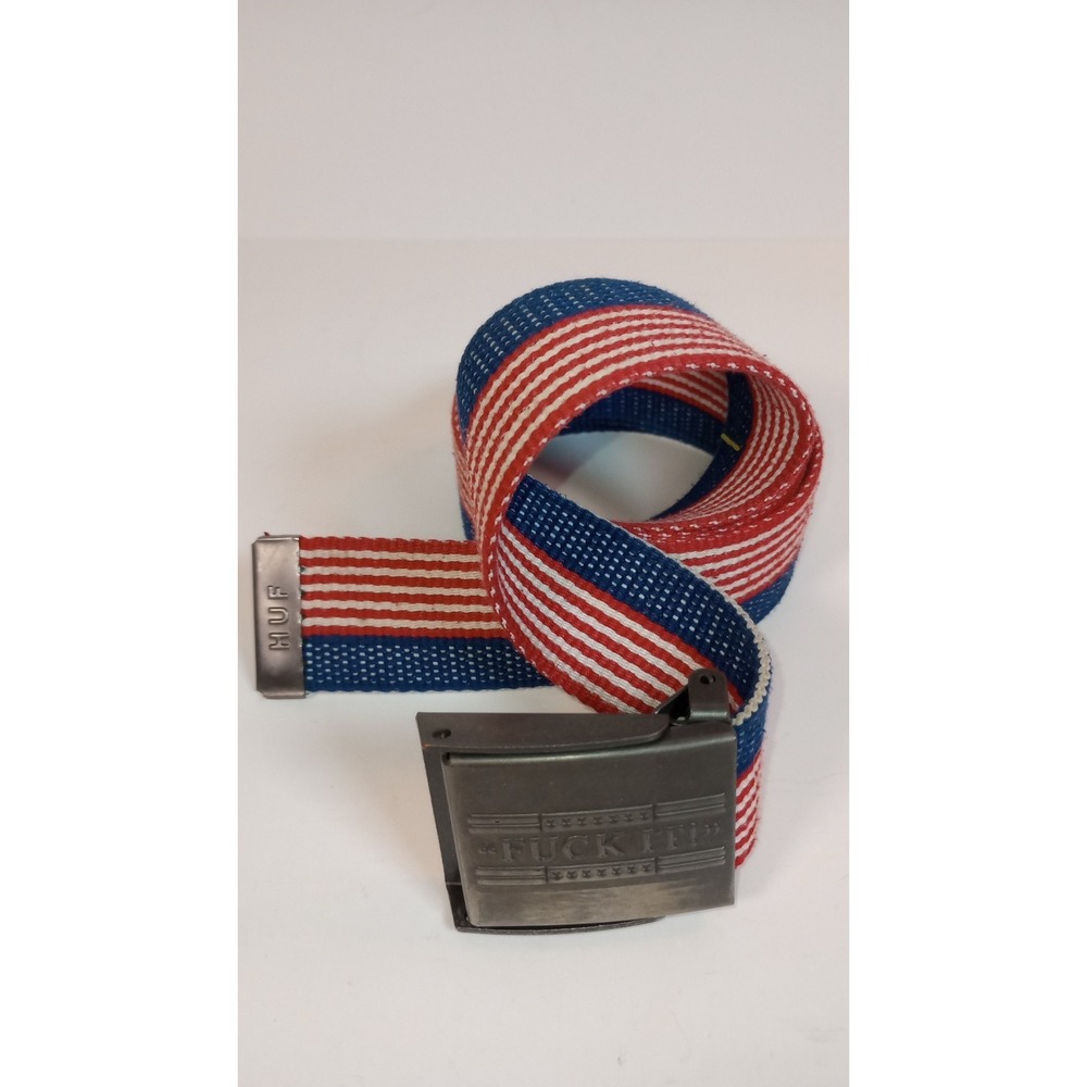 HUF Men's American Flag Canvas Scout Belt w/ F_ _ _ It Buckle 45" Long